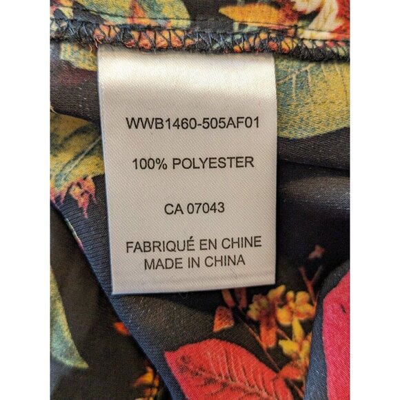 Maison Cinquecent Womens XS Top Black Floral Sheer Tie Front Smocked Mock Neck - Picture 8 of 8